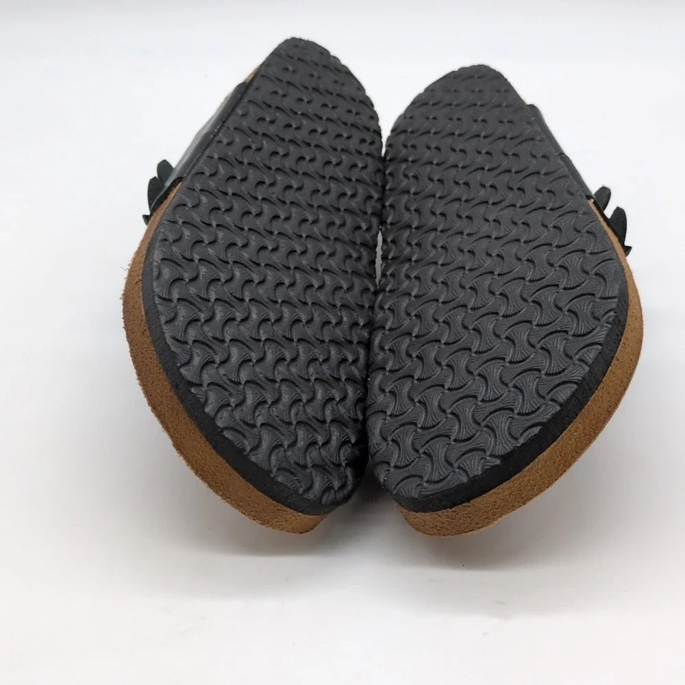 Moosefield Shoes Womens Black 39 Leather Thong Sandals Double Buckle Straps NEW